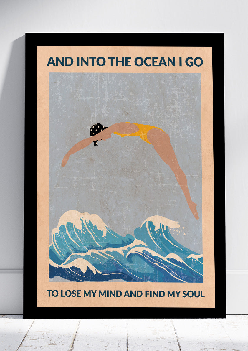 Into the Ocean I go (blue) Print