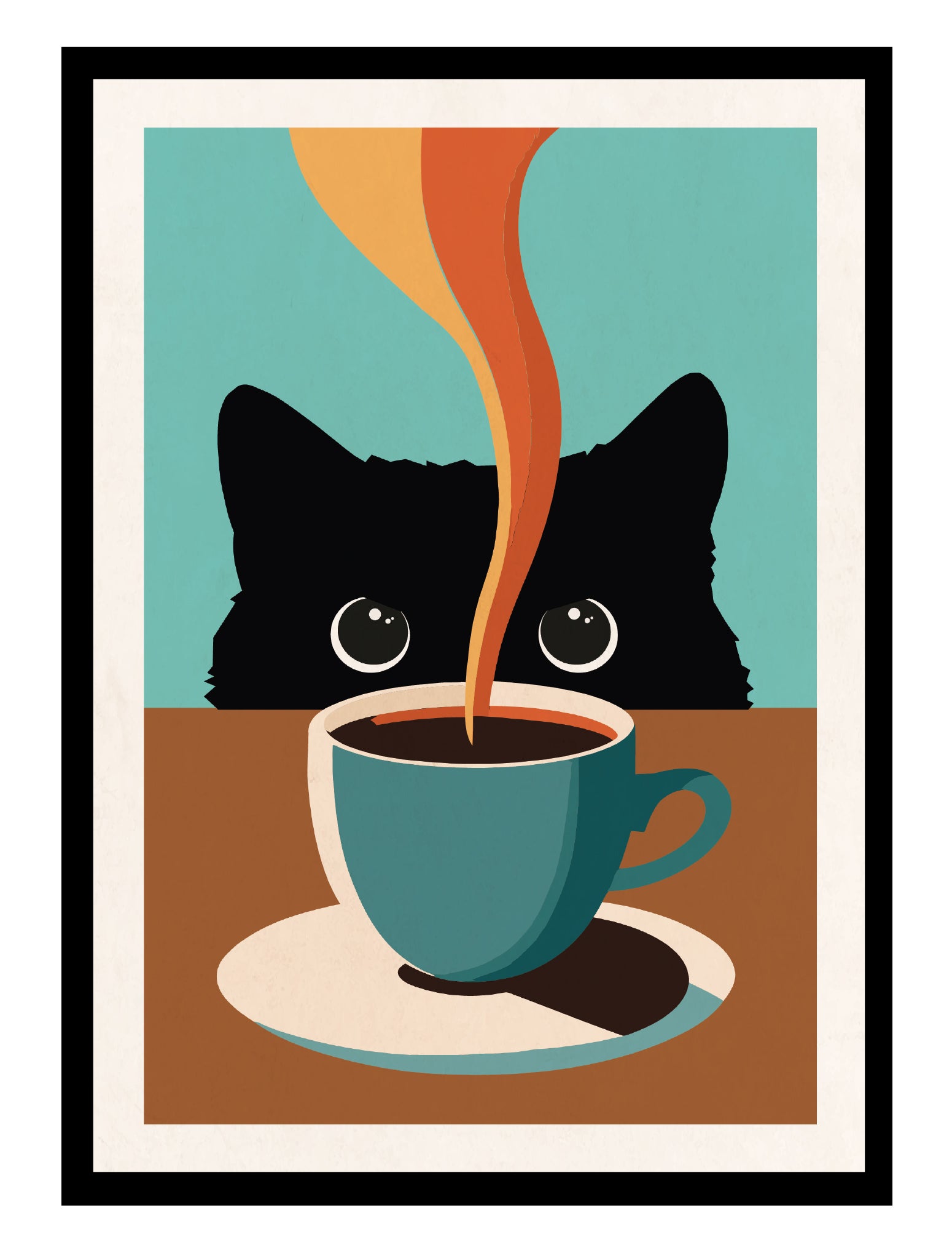 Cat & Coffee Print