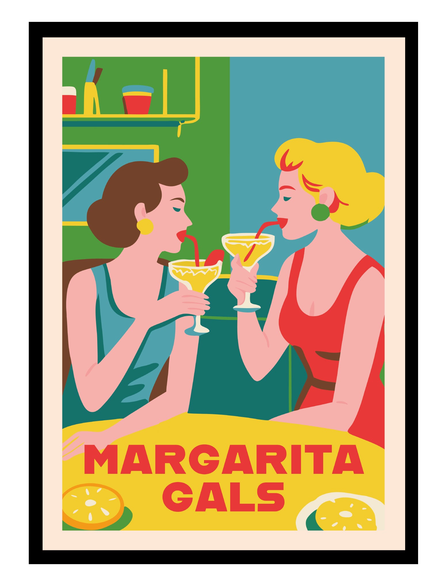 Margarita Gals Art Poster