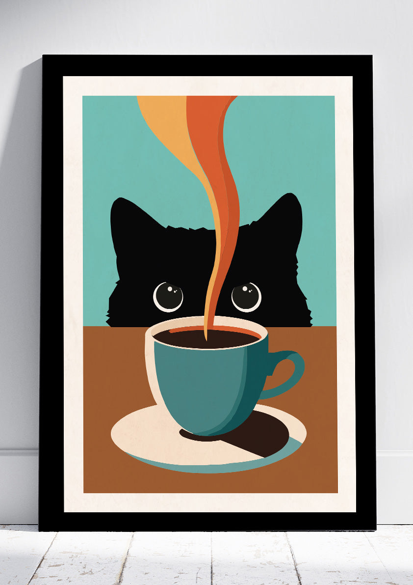 Cat & Coffee Print